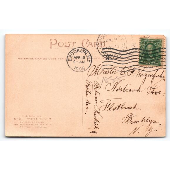 Vintage 1907 Easter Real Photo Postcard Chick Pulling Egg Cart - Picture 2 of 2